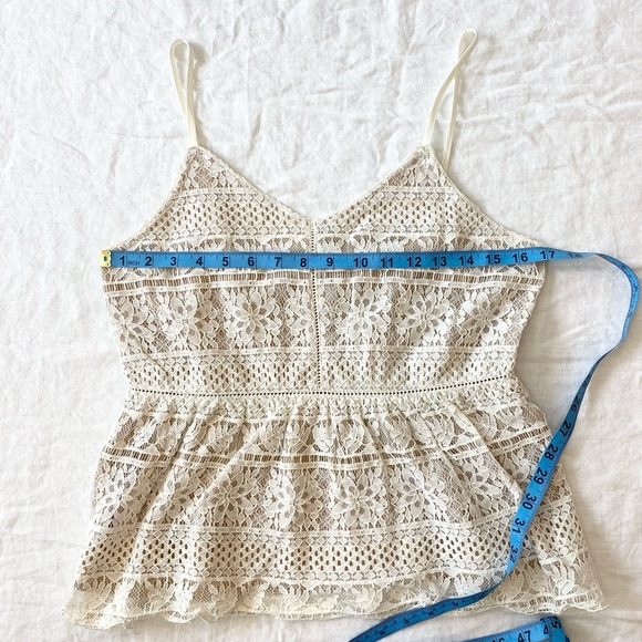 Maurice’s Lace Cream Peplum Spaghetti Strap Top - Picture 3 of 12